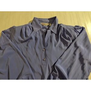 Loubella Women Size 16 Blue Polyester Long Sleeve Button Shirt